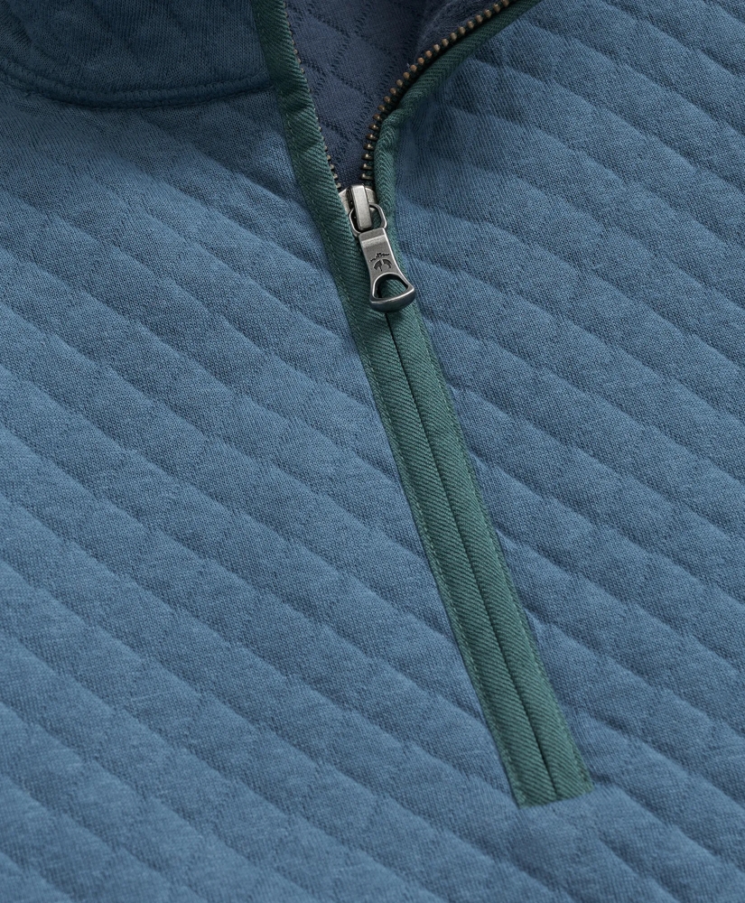 Diamond-Quilted Half-Zip Cotton Blend