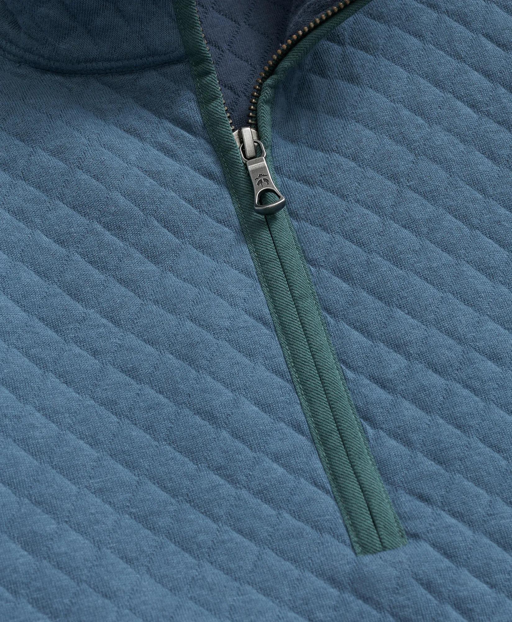 Diamond-Quilted Quarter-Zip in Cotton Blend, image 2