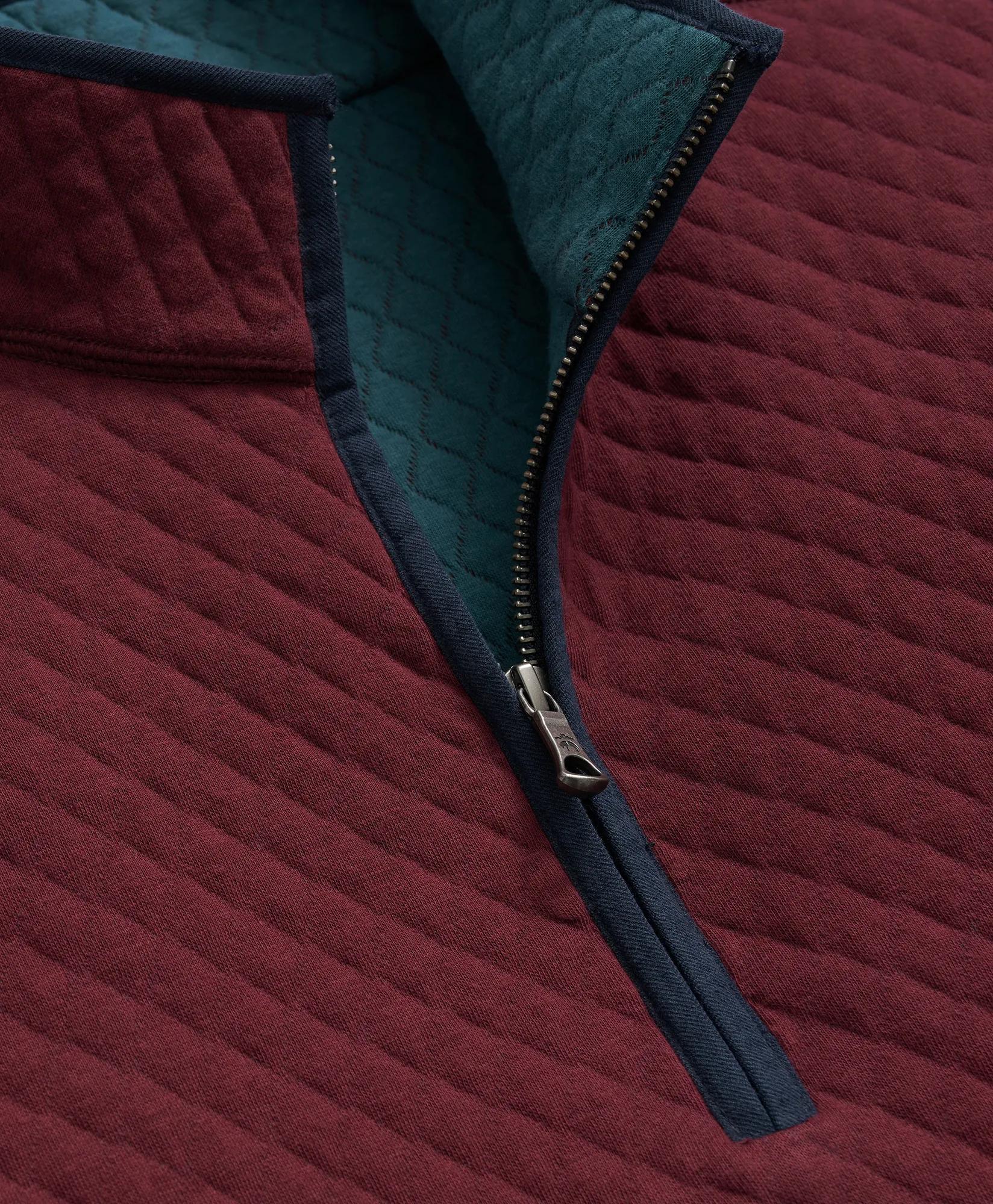 Diamond-Quilted Quarter-Zip in Cotton Blend, image 2