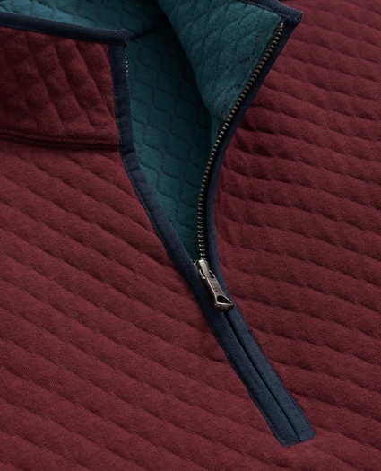 Diamond-Quilted Quarter-Zip in Cotton Blend, image 2
