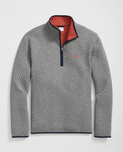Diamond-Quilted Half-Zip in Cotton Blend, image 1