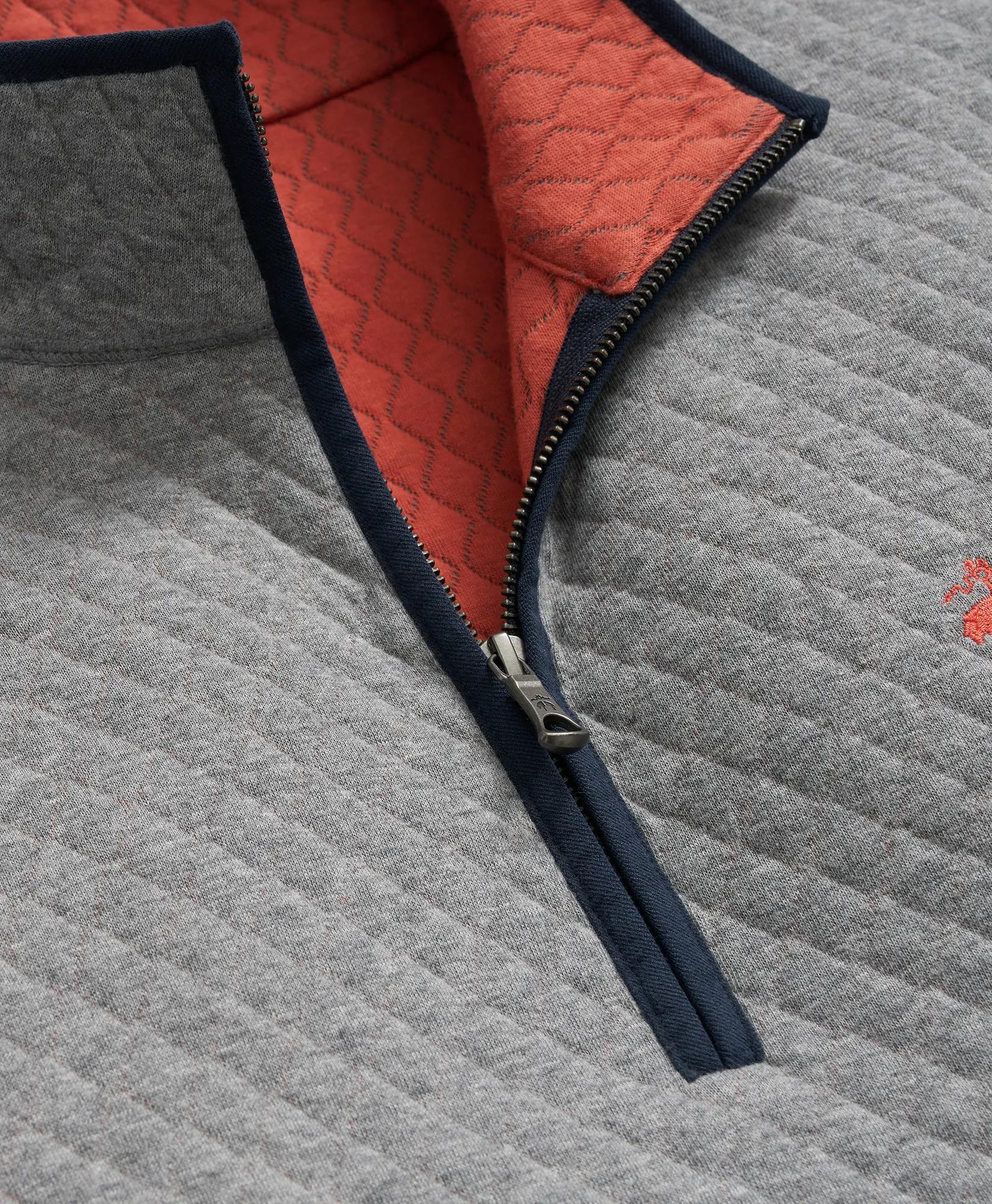 Diamond-Quilted Quarter-Zip in Cotton Blend, image 2