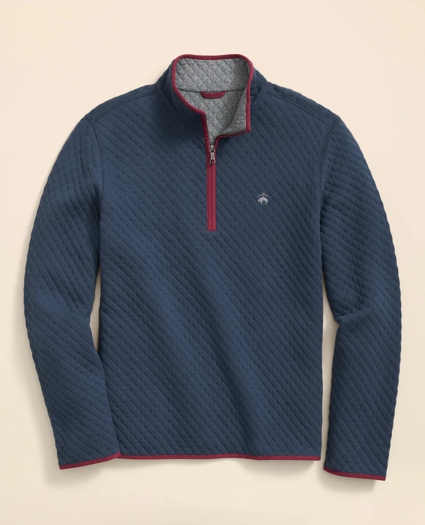 Diamond-Quilted Quarter-Zip in Cotton Blend, image 1