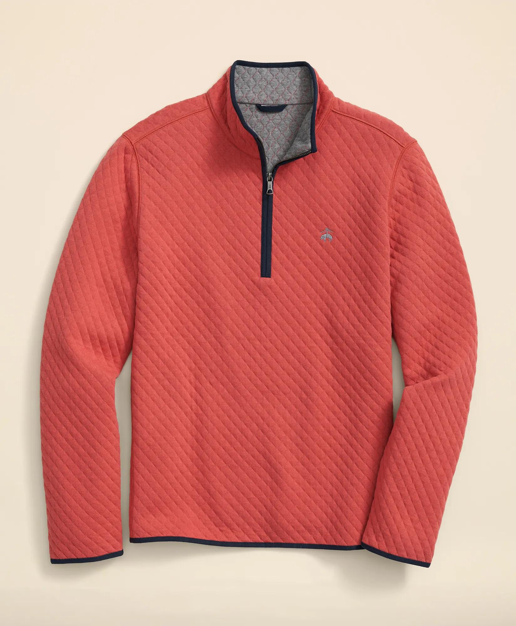 Diamond-Quilted Quarter-Zip in Cotton Blend, image 1