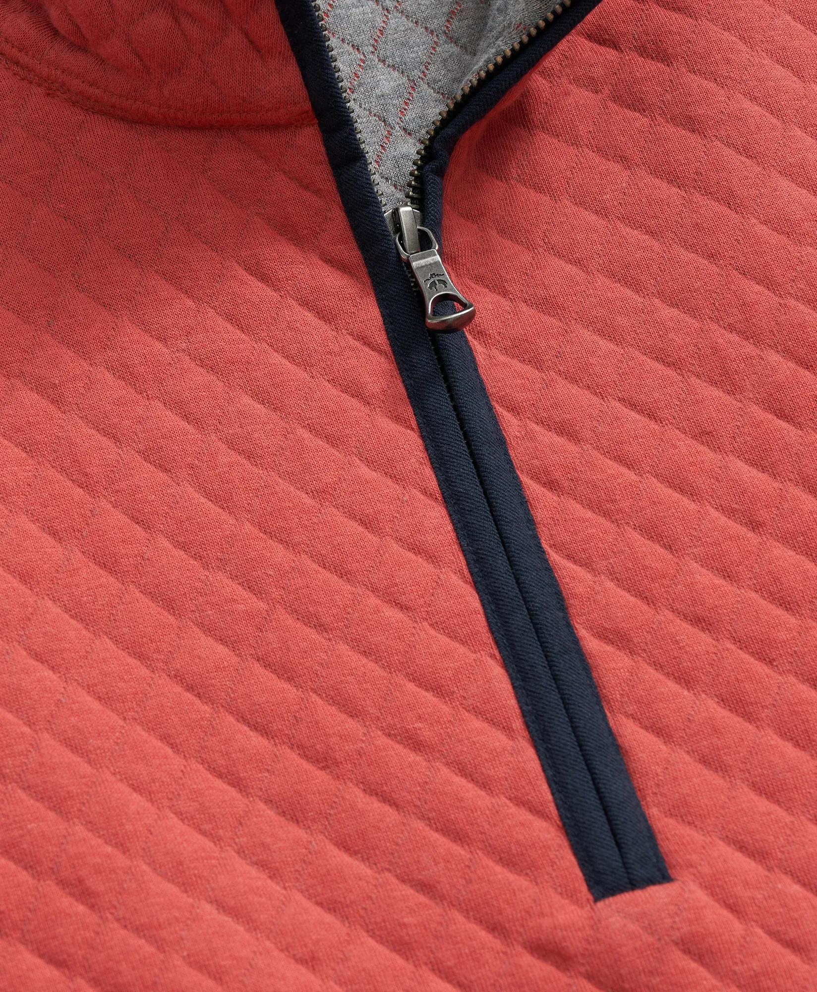 Diamond-Quilted Quarter-Zip in Cotton Blend, image 2
