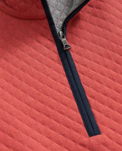Diamond-Quilted Quarter-Zip in Cotton Blend, image 2