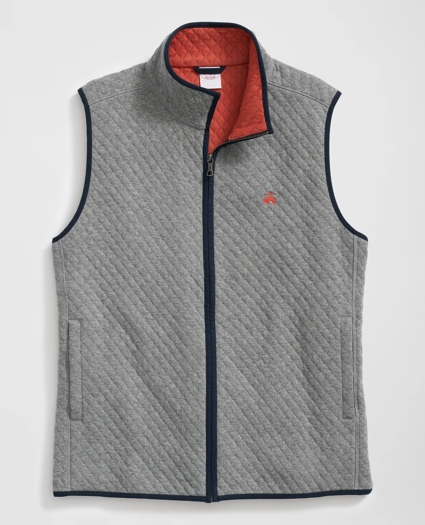 Diamond-Quilted Zip Vest in Cotton Blend, image 1