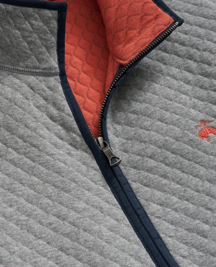 Diamond-Quilted Zip Vest in Cotton Blend, image 2