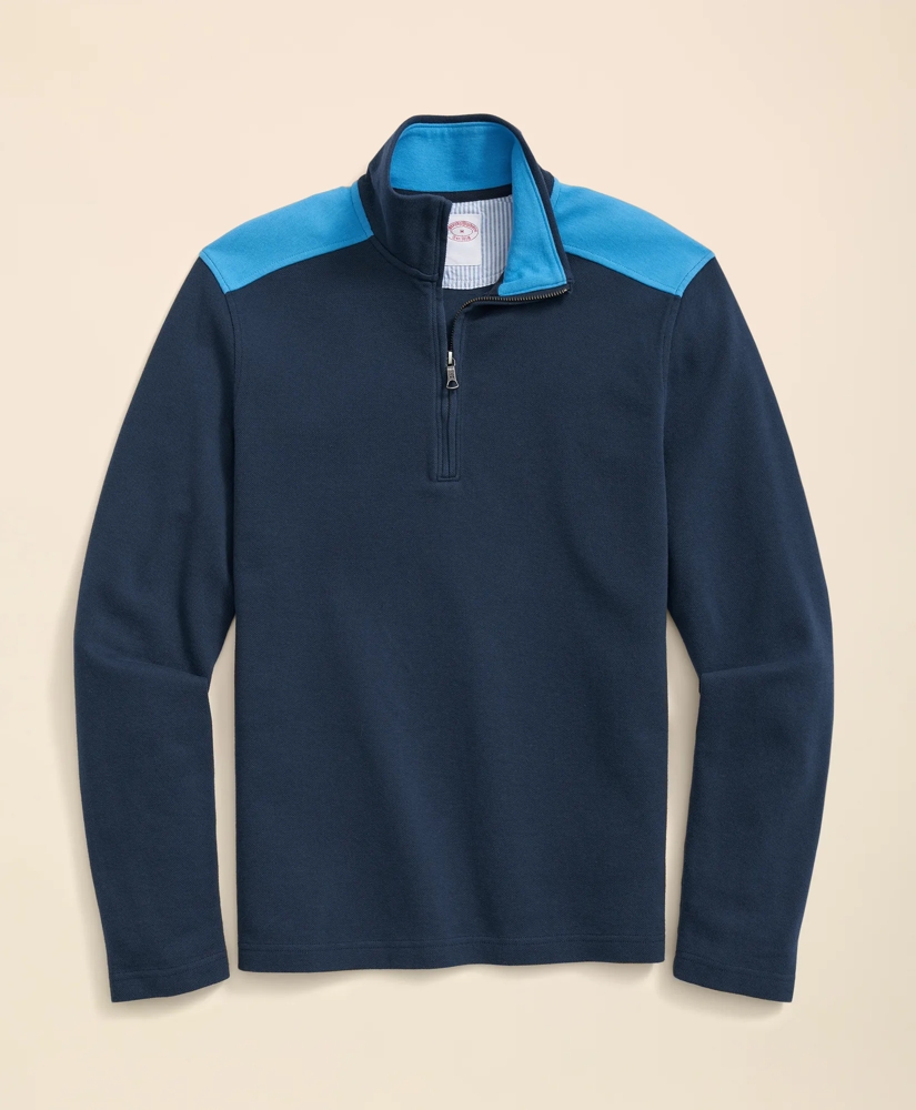 Double Faced Cotton Blend Pique Half-Zip, image 6