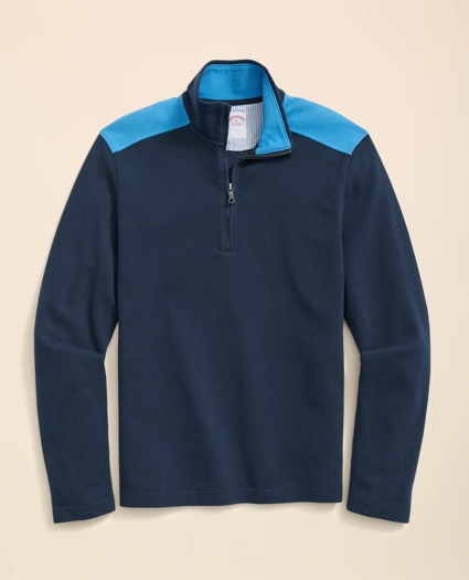 Double Faced Cotton Blend Pique Half-Zip, image 6