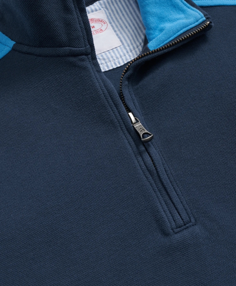 Double Faced Cotton Blend Pique Half-Zip, image 7