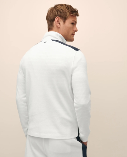 Double Faced Cotton Blend Pique Half-Zip, image 3