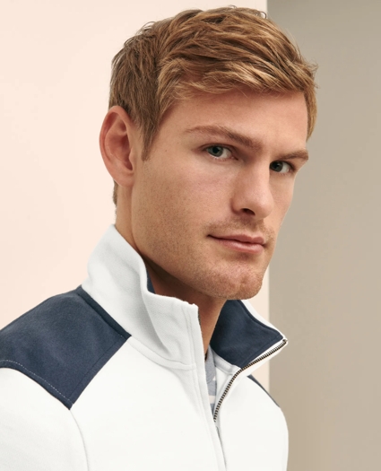 Double Faced Cotton Blend Pique Half-Zip, image 5