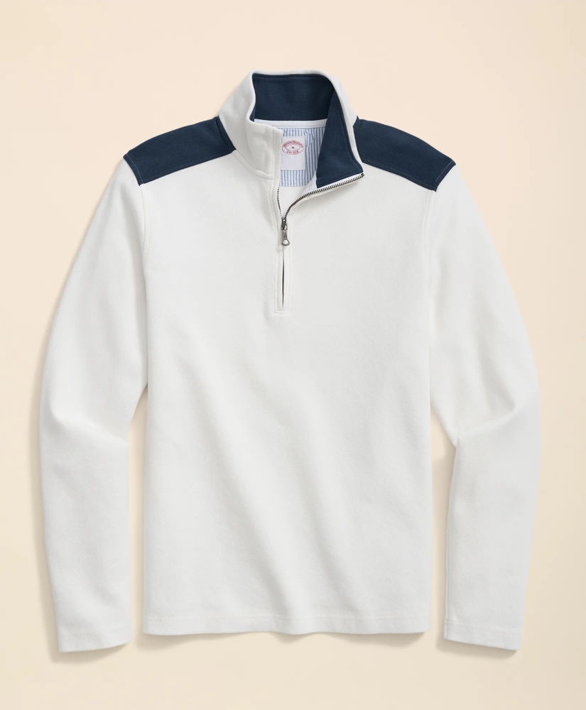 Double Faced Cotton Blend Pique Half-Zip, image 6