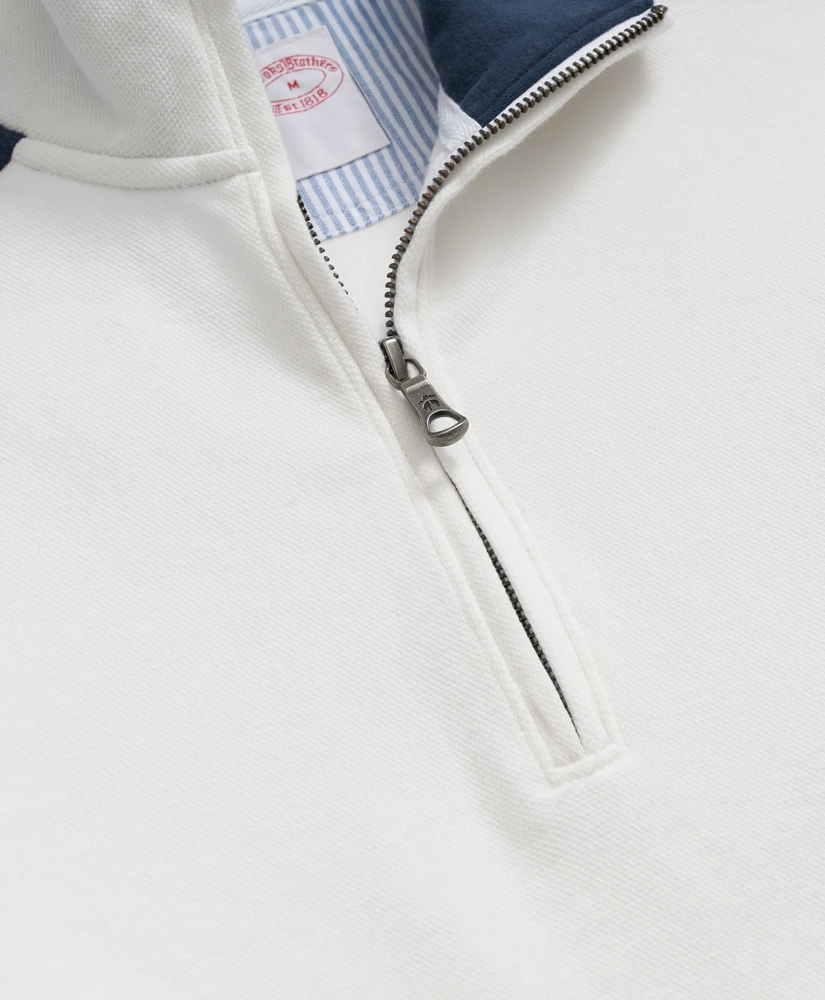 Double Faced Cotton Blend Pique Half-Zip, image 7