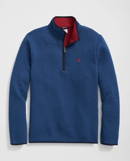 Diamond-Quilted Half-Zip in Cotton Blend, image 1