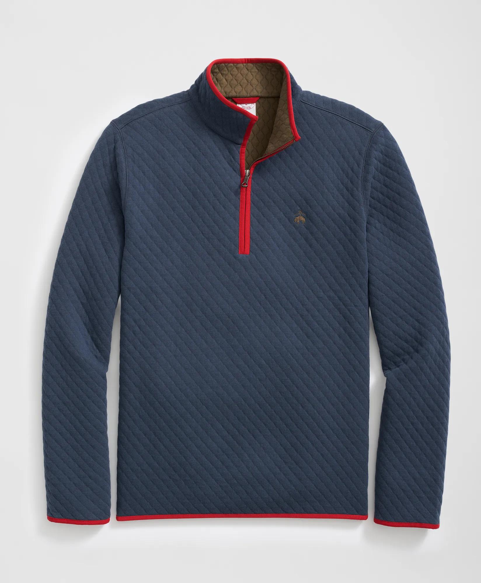 Diamond-Quilted Half-Zip in Cotton Blend, image 1