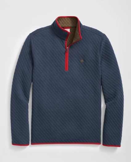 Diamond-Quilted Half-Zip in Cotton Blend, image 1