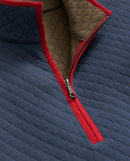 Diamond-Quilted Half-Zip in Cotton Blend, image 2