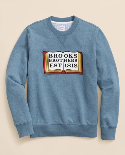 Cotton French Terry Embroidered Book Sweatshirt, image 1