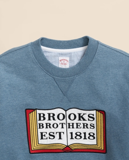 Cotton French Terry Embroidered Book Sweatshirt, image 2
