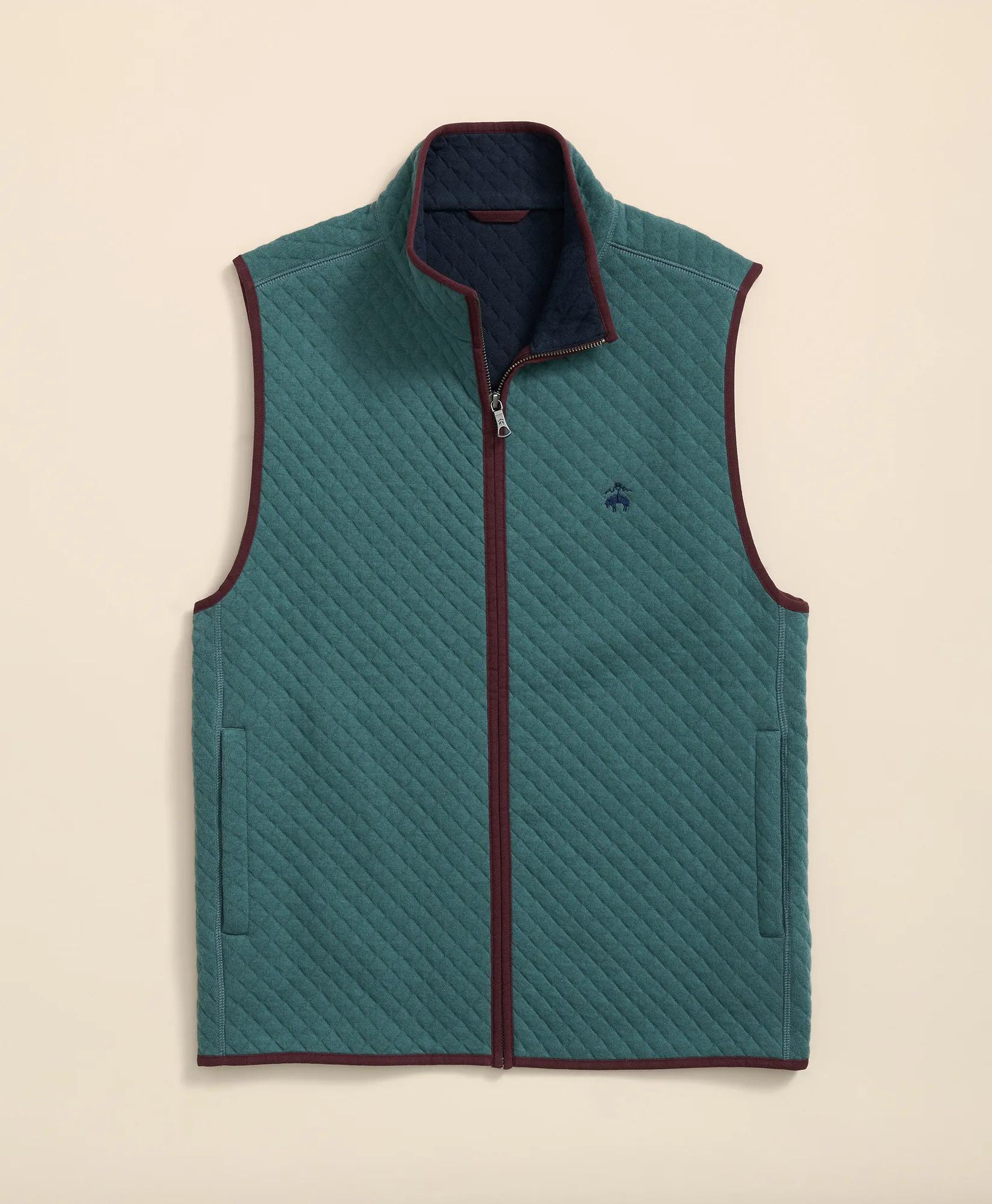 Cotton-Blend Diamond-Quilted Full-Zip Vest, image 1