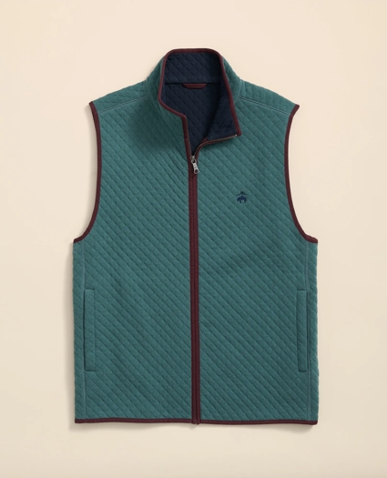 Cotton-Blend Diamond-Quilted Full-Zip Vest, image 1