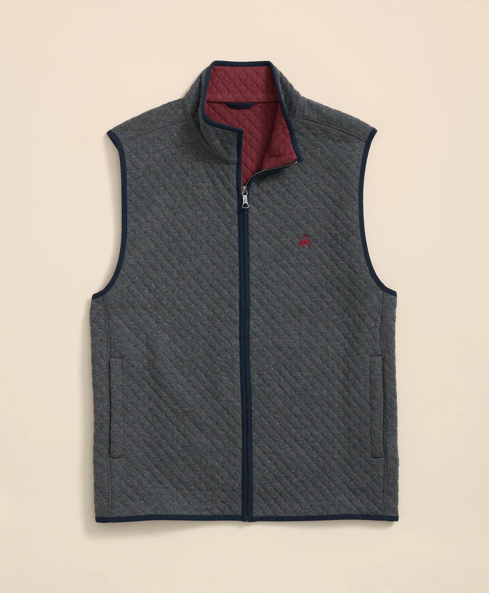 Cotton-Blend Diamond-Quilted Full-Zip Vest, image 1