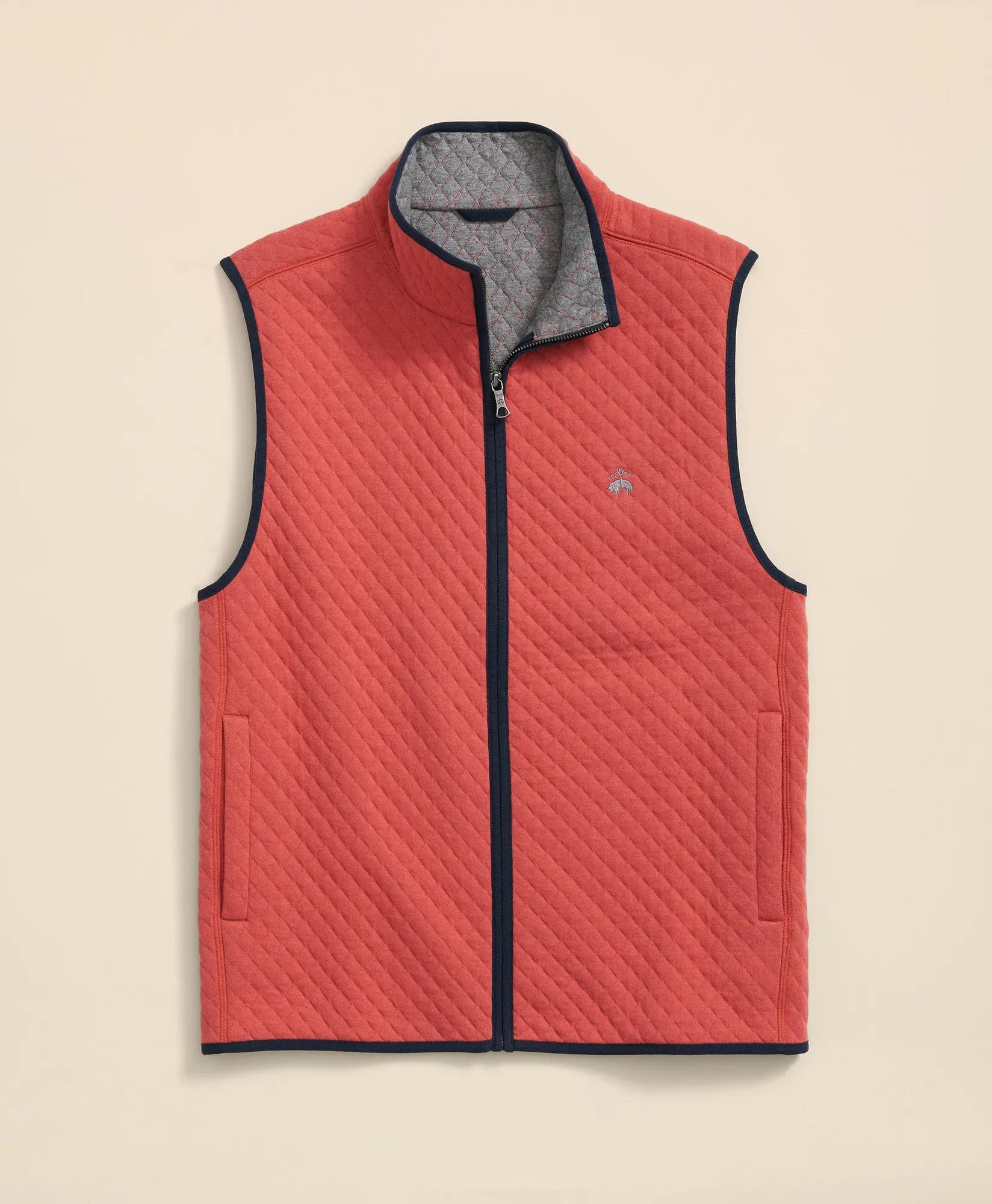 Cotton-Blend Diamond-Quilted Full-Zip Vest, image 1