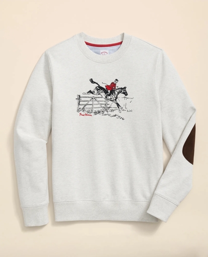 French Terry Embroidered Horse Motif Sweatshirt, image 1