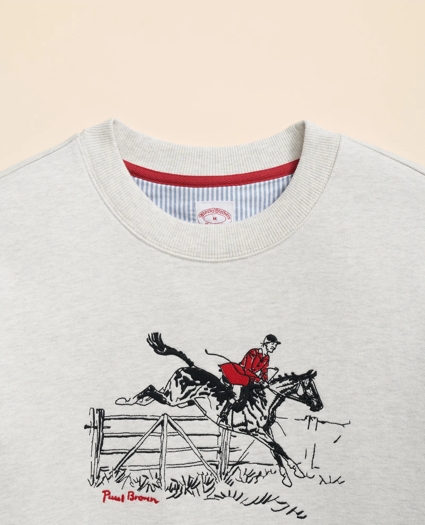 French Terry Embroidered Horse Motif Sweatshirt, image 2