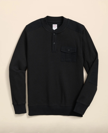 Cotton-Wool Blend Waffle Knit Henley, image 1