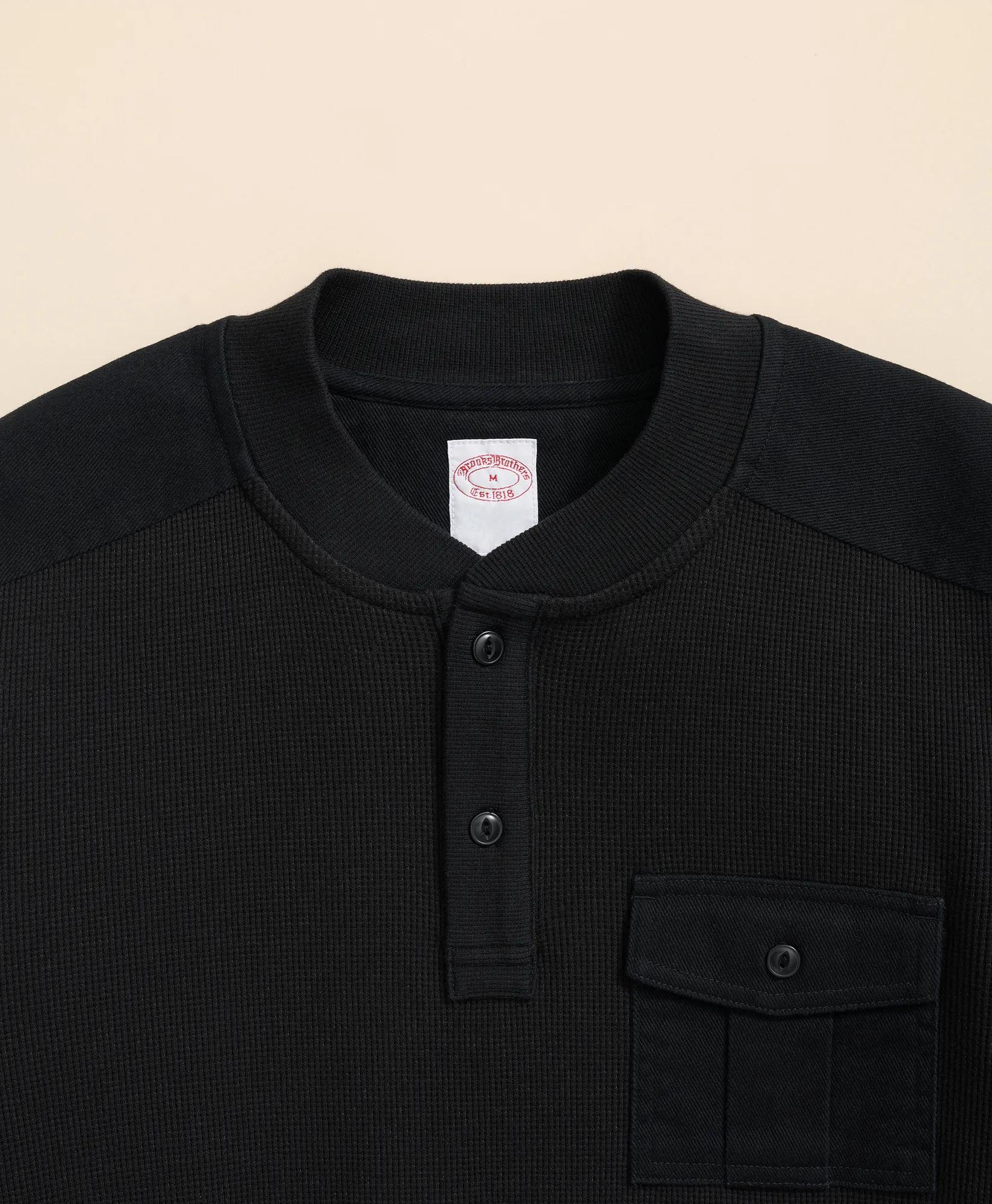Cotton-Wool Blend Waffle Knit Henley, image 2