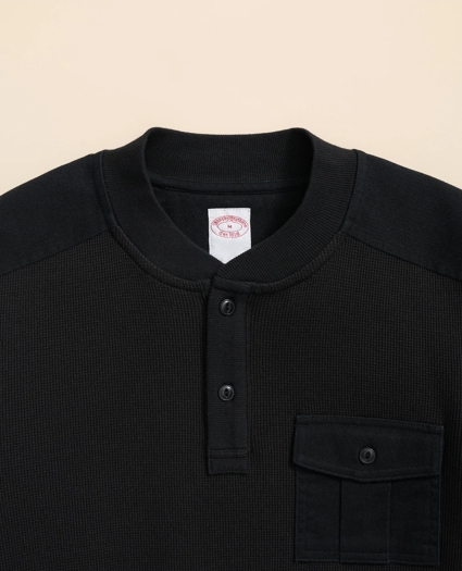 Cotton-Wool Blend Waffle Knit Henley, image 2