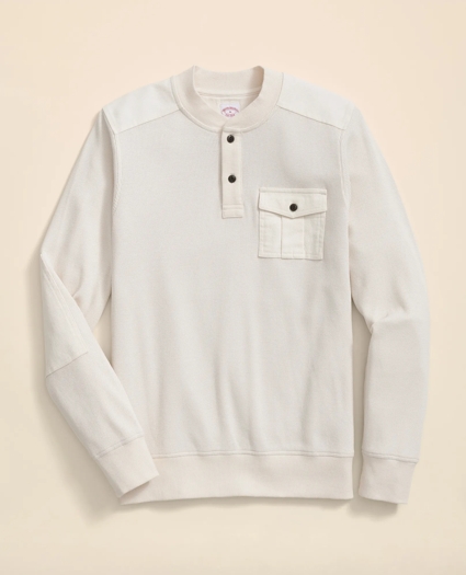 Cotton-Wool Blend Waffle Knit Henley, image 1