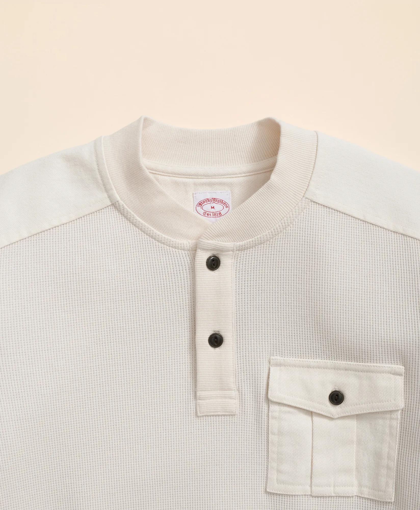 Cotton-Wool Blend Waffle Knit Henley, image 2