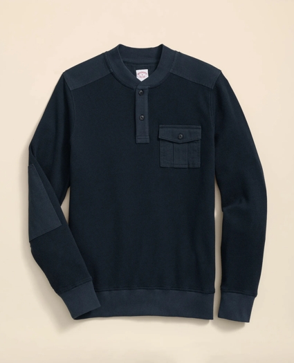 Cotton-Wool Blend Waffle Knit Henley, image 1