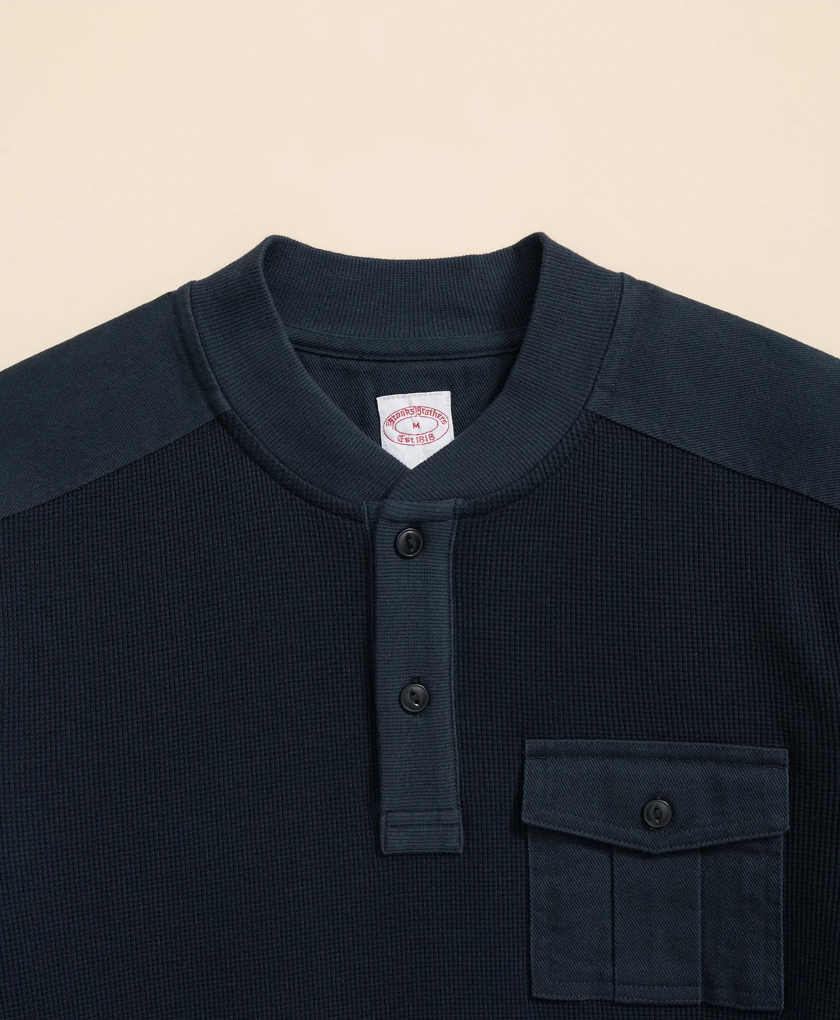 Cotton-Wool Blend Waffle Knit Henley, image 2