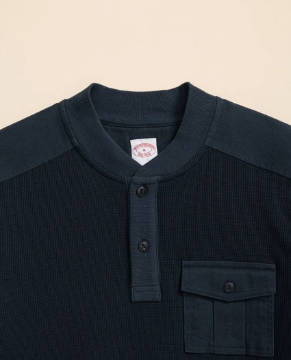 Cotton-Wool Blend Waffle Knit Henley, image 2