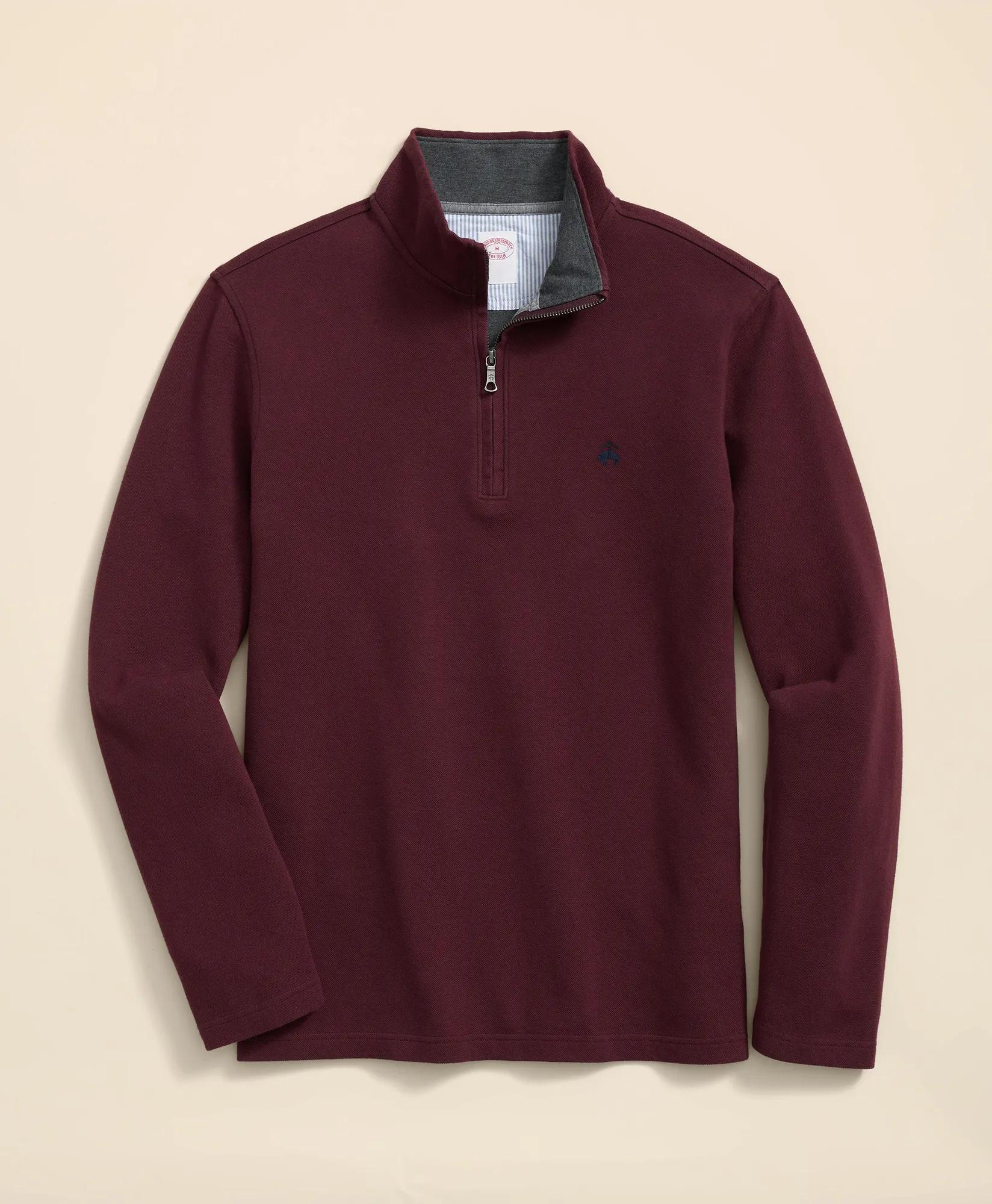 Cotton Blend Pique Half-Zip, image 1