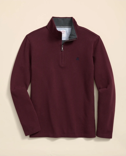 Cotton Blend Pique Half-Zip, image 1