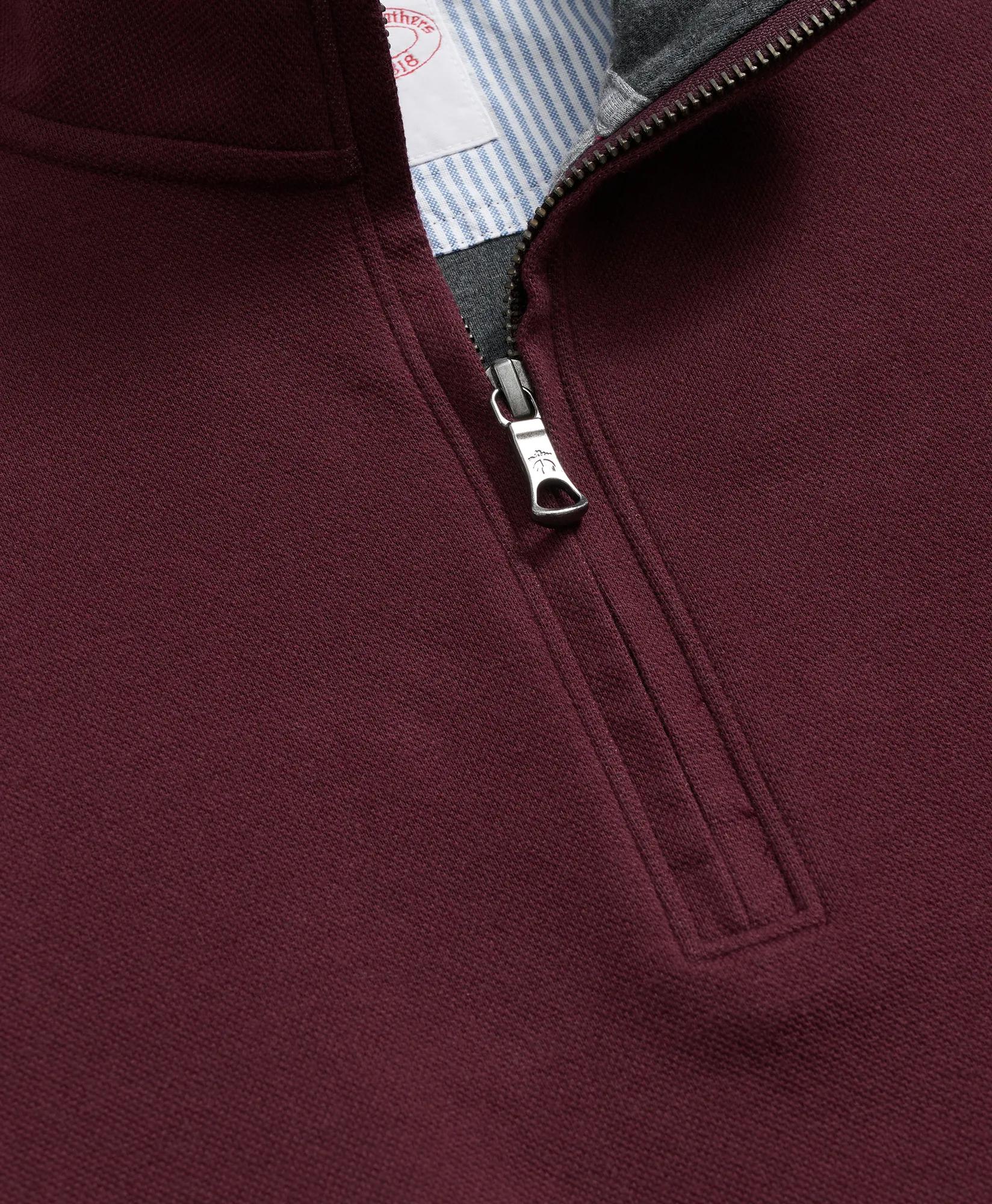 Cotton Blend Pique Half-Zip, image 2