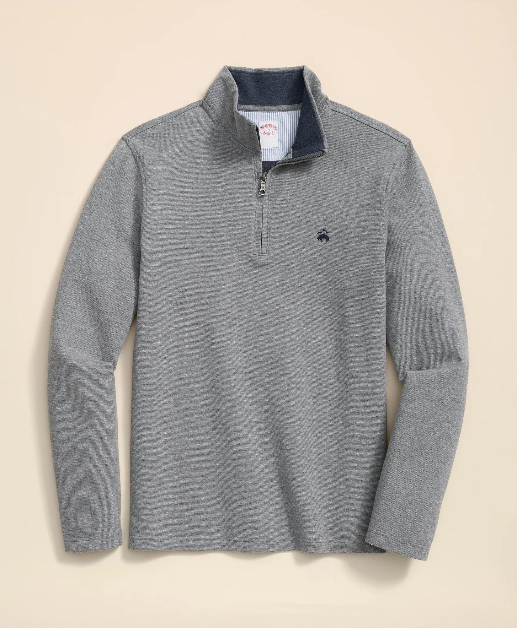 Cotton Blend Pique Half-Zip, image 1