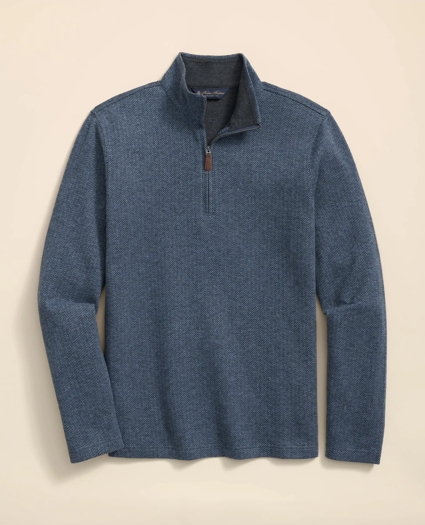 Cotton Herringbone Quarter-Zip, image 1