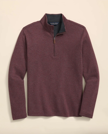 Cotton Herringbone Quarter-Zip, image 1