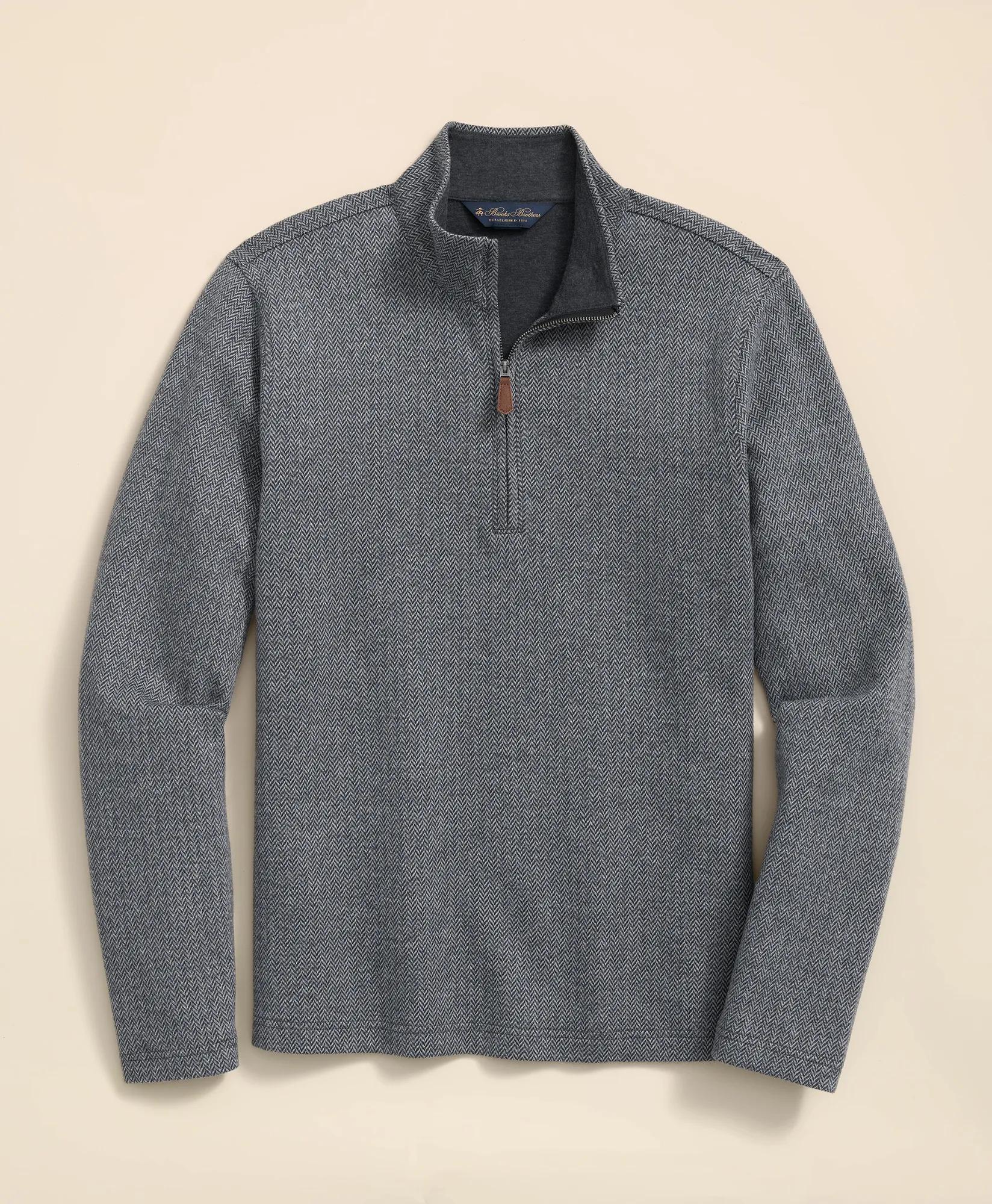Cotton Herringbone Quarter-Zip, image 1