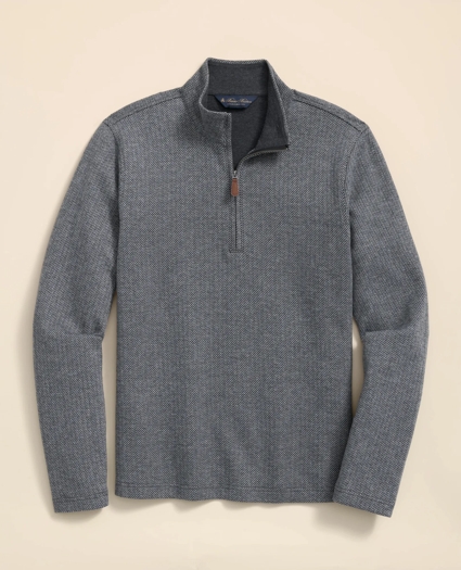 Cotton Herringbone Quarter-Zip, image 1