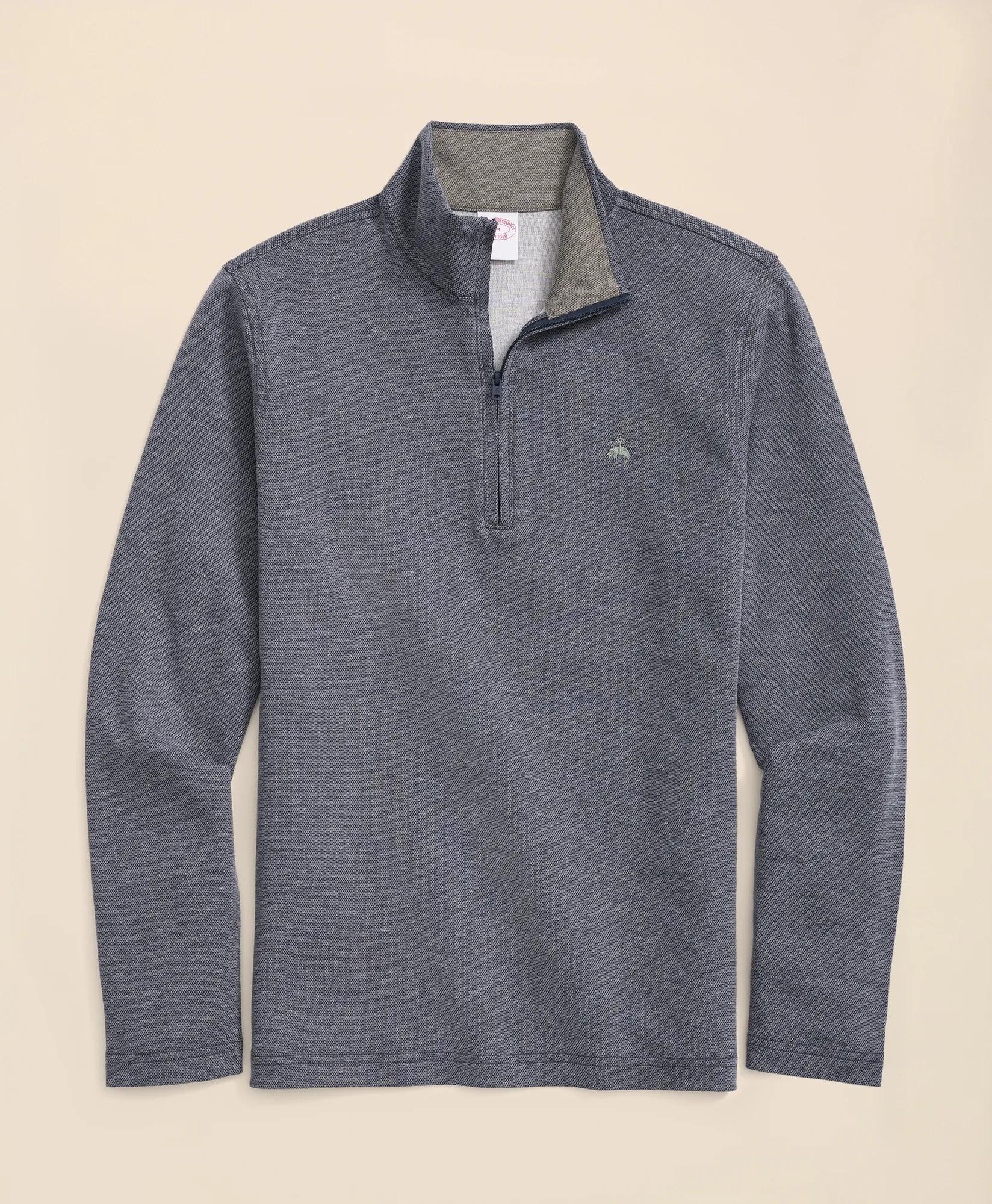 Cotton Blend Pique Half-Zip, image 1