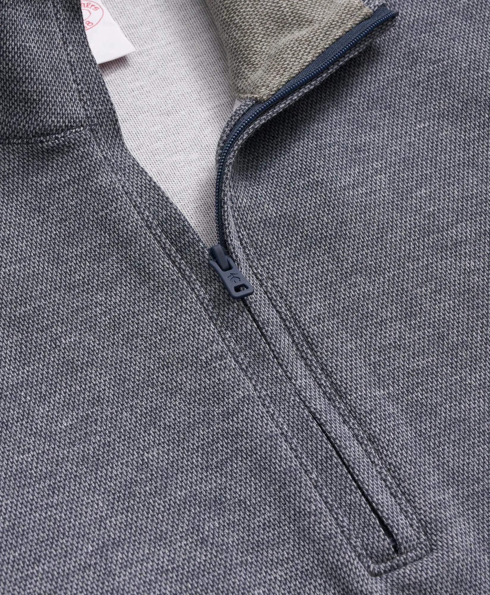 Cotton Blend Pique Half-Zip, image 2