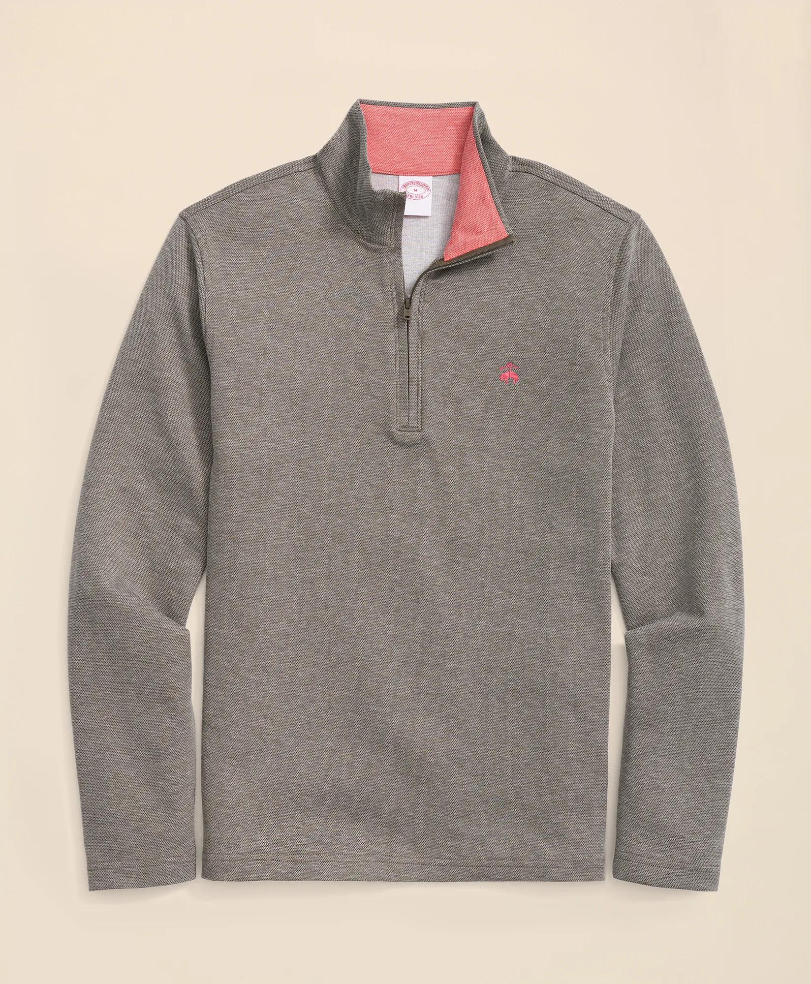 Cotton Blend Pique Half-Zip, image 1